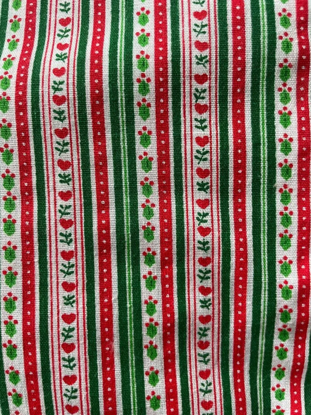 Christmas Stripe Cotton Fabric Hearts Holly 54